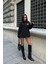 Kadın Siyah Dokuma Oversize Uzun Kollu Sweatshirt 4