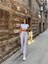Gri Polyamid Elastan Crop Takım 3