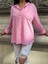 Pembe Oversize Kırışık %100 Polyester Gömlek 1