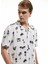 Kısa Kollu Devrik Yaka Regular Fit Viskon Palmiye Desenli Gömlek 1