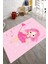 Figürlü Pembe Kaymaz Tabanlı Çocuk Halısı Makinede Yıkanabilir Dot Tabanlı Çocuk Halısı 10058A 3