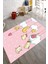 Pembe Kız Çocuk Odası Halısı Kaymaz Taban Makinede Yıkanabilir Dot Tabanlı Çocuk Halısı 10181B 1
