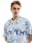 Viskon Kısa Kollu Regular Fit Devrik Yaka Çiçek Desenli Gömlek 1