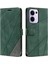 Oppo RENO13 F 4g/5g Kılıf Baskılı Çizgiler Pu Deri Ekleme Cüzdan Telefon Kılıfı-Yeşil (Yurt Dışından) 1
