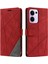 Oppo RENO13 F 4g/5g Kılıf Baskılı Çizgiler Pu Deri Ekleme Cüzdan Telefon Kılıfı-Kırmızı (Yurt Dışından) 1