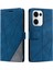 Oppo RENO13 5g (Global) Kılıf Baskılı Çizgiler Pu Deri Ekleme Cüzdan Telefon Kılıfı-Mavi (Yurt Dışından) 1