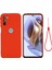 Motorola Moto G51 5g Sıvı Silikon Telefon Kılıfı Yumuşak Mikrofiber Astar Ipeksi Yumuşak Koruyucu Kılıf Kayışlı-Kırmızı (Yurt Dışından) 1