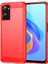 Oppo A36/A76/REALME 9i 4g Fırçalanmış Yüzey Karbon Fiber Doku Tpu Arka Kılıf Telefon Kılıfı-Kırmızı (Yurt Dışından) 1