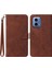 Motorola Moto G45 5G/G34 5g Deri Kılıf El Kayışı Cüzdan Standı Telefon Kılıfı-Kahverengi (Yurt Dışından) 1