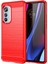 Motorola Edge (2022) 5g Kalınlaştırılmış Telefon Kılıfı Fırçalanmış Karbon Fiber Dokulu Çizilmez Arka Kapak-Kırmızı (Yurt Dışından) 1