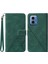 Motorola Moto G45 5G/G34 5g Deri Kılıf El Kayışı Cüzdan Standı Telefon Kılıfı-Siyahımsı Yeşil (Yurt Dışından) 1