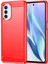 1.8mm Karbon Fiber Fırçalanmış Tasarım Yumuşak Tpu Düşmeye Karşı Telefon Koruyucu Kılıf Kapağı Motorola Moto G51 5g-Kırmızı (Yurt Dışından) 1