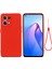 Oppo Reno8 4g Sıvı Silikon Telefon Kılıfı Yumuşak Astarlı Düşmeye Dayanıklı Kılıf Kayışlı-Kırmızı (Yurt Dışından) 1