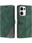 Oppo RENO13 5g(Global)Kılıf Baskılı Çizgiler Pu Deri Ekleme Cüzdan Telefon Kılıfı-Yeşil (Yurt Dışından) 1