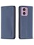 Bınfen Color BF18 Motorola Moto E14 4G/G04 4G/G04S 4G/G24 4g Deri Kılıf Standı Telefon Kapağı Kart Yuvaları-Mavi (Yurt Dışından) 1