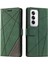 Oppo RENO12 5g(Global)Kılıf Baskılı Çizgiler Pu Deri Ekleme Cüzdan Telefon Kılıfı-Yeşil (Yurt Dışından) 1