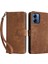 Motorola Moto G14 4g Çizilmez Cep Telefonu Kılıfı Deri Stand Kapak Rfıd Engelleme Cüzdan Kabuğu Kayışlı-Kahverengi (Yurt Dışından) 1