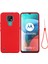 Motorola Moto E7 2020 Için Düz Sıvı Silikon Telefon Koruyucu Kılıf + Kullanışlı Kayış-Kırmızı (Yurt Dışından) 1