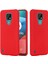 Motorola Moto E7 2020 Için Düz Sıvı Silikon Telefon Koruyucu Kılıf + Kullanışlı Kayış-Kırmızı (Yurt Dışından) 2
