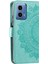 Motorola Moto G45 5G/G34 5g Telefon Kılıfı Mandala Çiçek Standı Pu Deri Kılıf Cüzdan-Yeşil (Yurt Dışından) 5