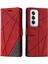 Oppo RENO12 5g(Global)Kılıf Baskılı Çizgiler Pu Deri Ekleme Cüzdan Telefon Kılıfı-Kırmızı (Yurt Dışından) 1