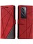Oppo RENO12 Pro 5g (Global) Kılıf Baskılı Çizgiler Pu Deri Ekleme Cüzdan Telefon Kılıfı-Kırmızı (Yurt Dışından) 1