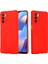 Mikrofiber Astar Darbeye Dayanıklı Hassas Kesik Düz Renk Sıvı Silikon Telefon Kılıfı ve Oppo A16/A16S (Küresel) Için Kullanışlı Kayış - Kırmızı (Yurt Dışından) 2