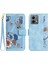 Motorola Moto G84 5g Kılıf Kart Yuvaları Pu Deri Çiçek Telefon Kılıfı-Bebek Mavisi (Yurt Dışından) 1
