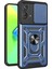 Motorola Moto G53 5g Için Kickstand Pc+Tpu Telefon Kılıfı, Kayar Itmeli Çekmeli Kamera Lens Koruma Kabuğu Telefon Kılıfı-Mavi (Yurt Dışından) 1