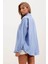 Oversize Keten Mavi Kadın Gömlek 20153 5