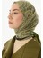 Aster Çiçek Desen Ceviz Yeşili-Siyah Pamuklu Şal 6