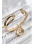 Pirinç Ayrık Model Gold Renk Bileklik Yüzük Set - Lisinya 1