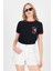 Beyaz Yazı Baskılı Regular Fit Ribana Detaylı Tişört 6325 1