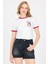 Beyaz Yazı Baskılı Regular Fit Ribana Detaylı Tişört 6325 2