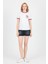 Beyaz Yazı Baskılı Regular Fit Ribana Detaylı Tişört 6325 3