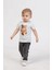 Erkek Bebek 4’lü Günlük Kombin - Çıt Çıtlı Ceket, Çiçekli Gömlek, Ayıcık Baskılı Tişört, Kot Pantolon 3