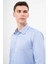 Erkek Mavi Pamuk Düz Desen Sert Yaka Slim Fit Gömlek 3