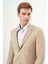 Erkek Bej Poliviskon Slim Fit Mono Yaka Klasik Ceket 3