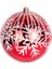 Yılbaşı Topu Renkli Pullu Beyaz Kar Taneli 2'li Paket Kırmızı 10 Cm. 2