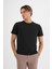 Erkek Siyah %100 Pamuklu Standart Kalıp Likralı Basic T-Shirt 5