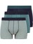 Lisanslı %95 Pamuklu Erkek Fit Boxer 3'lü Kutulu Paket / Baskılı - Yeşil - Lacivert 1