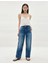 90S Straight Denim Kadın Mavi Kontrol Et LV047B917G-UT5 1