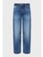 90S Straight Denim Kadın Mavi Kontrol Et LV047B917G-UT5 2