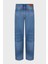 90S Straight Denim Kadın Mavi Kontrol Et LV047B917G-UT5 3