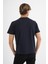 Erkek Lacivert %100 Pamuklu Standart Kalıp Likralı Basic T-Shirt 3