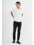 Erkek Beyaz %100 Pamuklu Standart Kalıp Likralı Basic T-Shirt 2