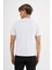 Erkek Beyaz %100 Pamuklu Standart Kalıp Likralı Basic T-Shirt 3