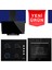 & Afm Tech Fethy Series Siyah Cam Ankastre Set ( Ferre QBL62CS + Fm 3300 + Fm 2200 ) 1