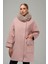 Çıkabilir Kürklü Torba Cepli Oversize Kaşmir Kaban Pudra 3924-TK 1