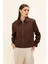 Fermuarlı Kısa Gabardin Ceket Kahve 8260 4